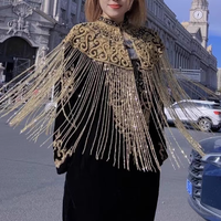 Femmes mode or Style ancien gland châle manteau haut perlé respirant pour printemps/été inspiré asie du sud-est dubaï lourd
