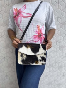 Bolso Bandolera de Cuero Vacuno Elegante para Mujer, Bolso de Mano Multiusos y Bolso de Compras con Nuevo Diseño de Pelo Real en la Piel - Product Image 2