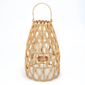 Portable camping lanterns <b>cheap</b> price eco friendly rattan lantern <b>candle</b> holder with handle - Product Image 3