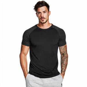 T-shirts de yoga athlétiques pour hommes, 100% coton, coupe ajustée, manches courtes, respirants, séchage rapide, vêtements de sport et de fitness - Product Image 2