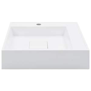 Lavabo de Baño de Mármol Mineral Blanco de 19.7"x19.7"x4.8", Lavabo Elegante para Decoraciones con Estilo - Product Image 3