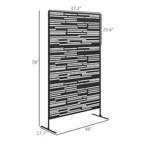 Schermo Divisorio Decorativo in Metallo Nero da Interno/Esterno, 198 cm (H) x 122 cm (L), per Balcone e Separazione Ambienti - Product Image 3