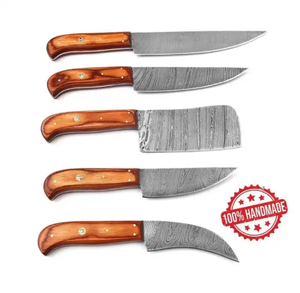 Juego de cuchillos de cocina de acero de Damasco de 5 piezas con mangos de madera, cuchillas afiladas hechas a mano de 67 capas para carne, frutas y verduras - Product Image 4