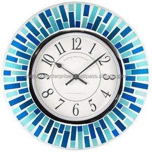 Mosaic Glass round Shape Metal Wall <b>Clock</b> Iron Design with Time Use Wall Decoration for All Occasions for Living Room Placement - Product Image 2