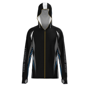 Fishing Skill Men's UPF 50 Sun Protection Hoodie Black Sublimation Print Full Zipper Anti-Uv Fishing Wear - Product Image 3