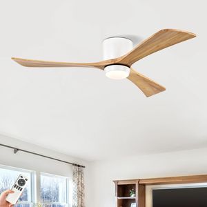Ventilatore da Soffitto da 52 Pollici con Pale in Legno Massello, Telecomando, Motore DC Silenzioso, 6 Velocità Reversibili e Luci Integrate - Product Image 1