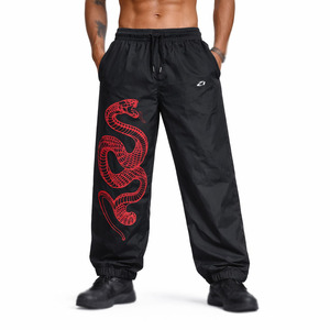 Pantalones Deportivos de Nylon Negros para Hombre, Diseño Gráfico con Estampado de Serpiente, Estilo Urbano, Cintura Elástica, Ligeros, Diseño Personalizado - Product Image 2