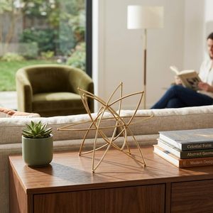 Golden Geometric Metal Sculpture Modern Handmade <b>Table</b> Artifact Showpiece for Living Room Home Decor - Product Image 4