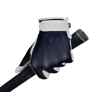 Gant de golf pour homme en cuir Cabretta, paume bleu marine, dos en maille respirant, léger, extensible, adhérence douce, main gauche, extérieur - Product Image 4