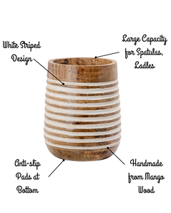 Porte-ustensiles en bois fait main personnalisé, minimaliste, blanc, pour cuisine, style bohème, organisateur de spatules, vente en gros - Product Image 2