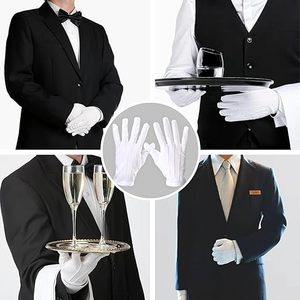 Gants de parade en coton blanc, gants d'inspection formels pour hommes et femmes, gants d'uniforme pour fanfare et garde d'honneur avec bouton-pression - Product Image 5
