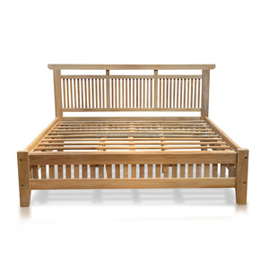 Lit King Size en bois massif Design moderne européen chinois lattes de lit en teck naturel fin sablé pour projet de lits superposés dans les centres de villégiature hôtelière - Product Image 2