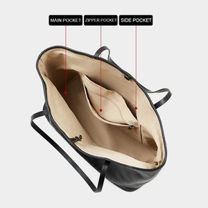 OEM High Quality Women Fashion Genuine Cowhide Leather Waterproof Zipper Closure <b>Large</b> Capacity <b>Shoulder</b> Tote <b>Bag</b> Wholesale 2026 - Product Image 5