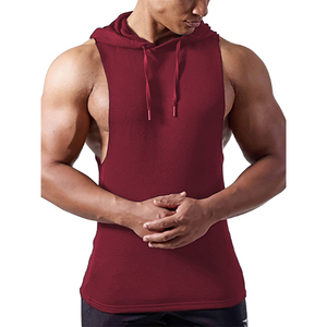 Men's Sporty <b>Workout</b> Hooded Tank Tops 100% Cotton Gym <b>Hoodie</b> With Muscle Cut Off Breathable Sleeveless <b>Hoodie</b> for Bodybuilding - Product Image 3