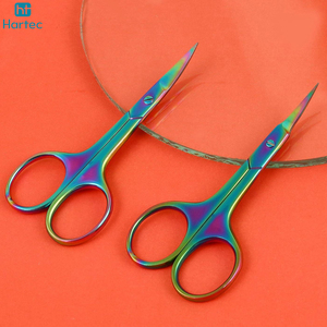 Ciseaux de manucure en acier inoxydable incurvés, légers, durables, de haute qualité, tendance, couleur arc-en-ciel personnalisée, manches en acier - Product Image 2