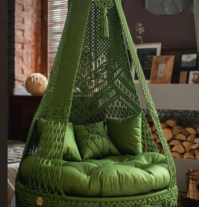 Columpio de macramé, Silla colgante de macramé, Columpio de macramé para patio, Columpio tipo hamaca, Silla de interior, Silla columpio de macramé, Columpio tipo hamaca, Chri - Product Image 1