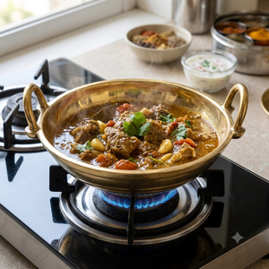 Hammered Brass Fry <b>Pan</b> with Handle | Premium Brass <b>Skillet</b> for Cooking | Traditional Indian Frying <b>Pan</b> | Heavy Duty Kitchen Cook - Product Image 5