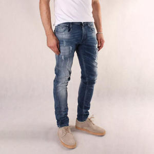 Men’s Custom Ripped <b>Jeans</b> High Street Retro Fashion Casual <b>Soft</b> Comfortable Denim Pants Wholesale - Product Image 2