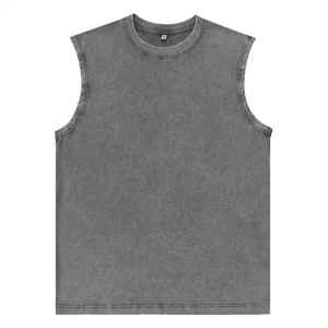 Camiseta sin Mangas para Hombre, Color Marrón, Cuello Redondo, Diseño Casual de Punto, Color Sólido - Product Image 3
