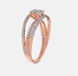 แหวนหมั้นเพชรทรงบริลเลียนต์สี E ทองคำ 14K 18K  เพชรเลี้ยงในห้องปฏิบัติการ รับรองโดย IGI ตัวเรือนแบบหนามเตย  เครื่องประดับคลาสสิกสำหรับผู้หญิง - Product Image 4