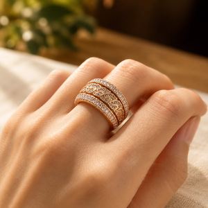 Bague de fiançailles plaquée or rose avec moissanite et diamant rond brillant, style hip-hop - Product Image 2