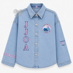 เสื้อแจ็คเก็ตยีนส์ปักลายตามสั่งสำหรับผู้หญิงจากบริษัทกรีกแจ็คแอนด์จิล ออฟ อเมริกา อิงค์ ขายส่ง เสื้อผ้าสำหรับองค์กร - Product Image 1