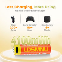 LDSMNLI Smart Lock Baterai AA 4100mWh 1.5V USB Isi Ulang Baterai Cair Senter Mainan Kamera Mouse Keyboard 1200 Siklus
