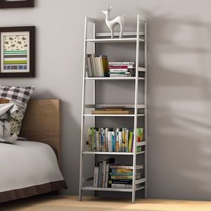 Libreria in Bambù a 5 Ripiani WTZ, Scaffale Moderno Aperto Bianco BC 238 per Camera da Letto, Soggiorno, Ufficio - Product Image 1