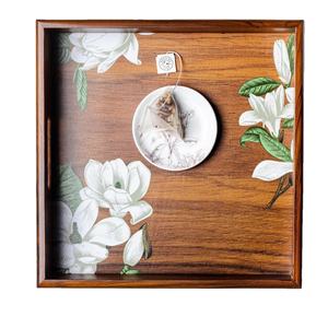 Bandeja de Servir de Madera Hecha a Mano, Bandeja Decorativa de Resina con Patrón de Modelo 3D en Línea en India, Bandeja de Servir Pintada a Mano - Product Image 1