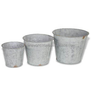 Iron flower bucket for indoor outdoor decor manufacturers of modern garden planters in galvanized metal hand painted - Product Image 6