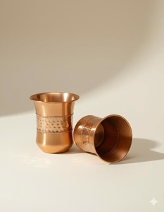 Verre à boire ayurvédique en cuivre, verre à eau en cuivre, tasse en cuivre pour l'eau, tasse en cuivre gravée de motifs floraux - Product Image 3
