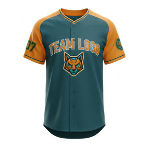 Vente flash - Ensembles de maillots de baseball en sublimation, polyester, col en V, boutons, vêtements de sport pour adultes, maillot de baseball - Product Image 6