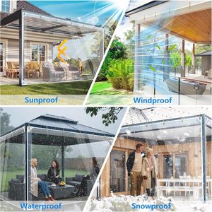 Bâche transparente imperméable 3,3 x 8,2 pieds en PVC vinyle robuste avec œillets, anti-déchirure, couverture de protection étanche - Product Image 2