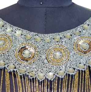 Cape d'épaule de luxe perlée à la main avec franges, ornée de perles de verre lourdes et de pompons, pour robes de soirée, bijou de corps de caractère, prix de gros - Product Image 4