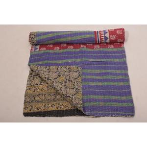 Handmade Vintage <b>Kantha</b> Quilt Indian Cotton Reversible Bedspread <b>Throw</b> Blanket Cottage Style Decor - Product Image 4