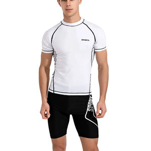 Conjunto Deportivo de Verano para Hombre: Camiseta Blanca de Manga Corta y Pantalones Cortos Negros, Cuello Redondo, Secado Rápido, 100% Algodón Tejido, 240gsm - Product Image 4