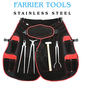 Juego de herramientas para herramental de caballos en rojo y negro con delantal protector, pinzas para llamas de cabeza redonda, espalda de herramental larga y martillo de herramental forjado - Product Image 6