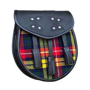 Kilt Sporran Negro Semi-Formal con Correa de Cadena - Kilt Buchanan Tartan Sporran Hecho a Mano Personalizado - Product Image 2