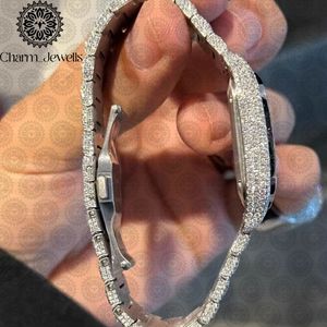 นาฬิกาข้อมือผู้ชายสุดหรู Charm ตัวเรือนสแตนเลสทรงเหลี่ยม ระบบกลไก หน้าปัด 40 มม. ขอบเพชร แสดงผลแบบอนาล็อก ฟังก์ชั่นวันที่อัตโนมัติ - Product Image 3