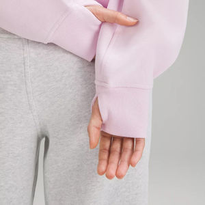 <b>Women's</b> Light Fleece <b>Half</b>-<b>Zip</b> <b>Sweatshirt</b> With Pockets Stand Collar Regular Sleeve Solid Color Autumn Wear - Product Image 5