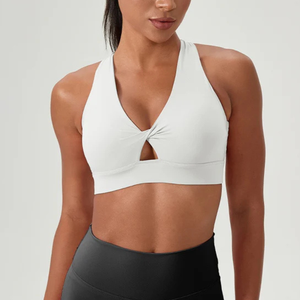 Haut court de sport sexy à col montant pour femme, idéal pour le yoga, la course, le fitness et la gym, avec soutien-gorge de sport à dos croisé, vente en gros pour femmes - Product Image 1