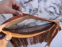 Nouvel arrivage de sacs transparents à franges porte-monnaie en cuir sculpté usiné à la main élégant sacs en cuir multi-usages pour femmes