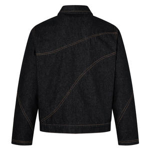 Veste à capuche en denim foncé pour homme, fermeture à boutons, coton lavé, coupe ample, hiver, couleur unie, style décontracté, anti-UV, écologique - Product Image 6