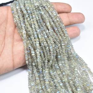 Cuentas de labradorita natural lisas en forma de rondel, hebras de piedras preciosas de 3 mm a 4 mm, cuentas rondel sueltas para la fabricación de collares y joyería. - Product Image 3