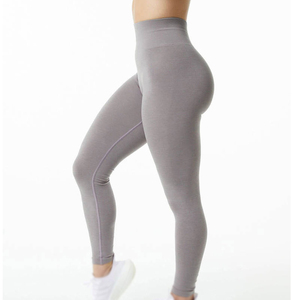 High Waist <b>Full</b> Length Yoga Leggings Seamless Stretch Spandex Nylon Solid Color Women's Fitness Pants Ruched Butt Design - Product Image 6