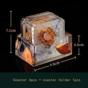 Promotional Square Round <b>Table</b> <b>Epoxy</b> Resin Wooden Coaster for Drinks - Product Image 2