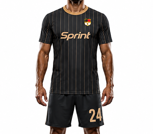 Ensemble de maillots de football personnalisés sublimés respirants à manches courtes – Qualité supérieure, rayures, tenue de sport, vêtements de football - Product Image 1