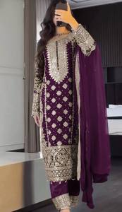 Presenting New Collection In Faux Georgette With Heavy Embroidery Sequence Work <b>Top</b>-Bottom And Dupatta Set Fully Stitched Ready - Product Image 2