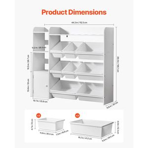 4-Tier 8-Bin bambini giocattolo organizzatore di plastica bianca flessibile armadio per stanza studio camera da letto sala giochi aula - Product Image 3