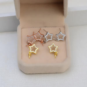 Juego de Pendientes con Colgante de Perla y Plata S925 con Pentagrama, Accesorios de Joyería DIY para Mujer, Modelo 1374 - Product Image 3